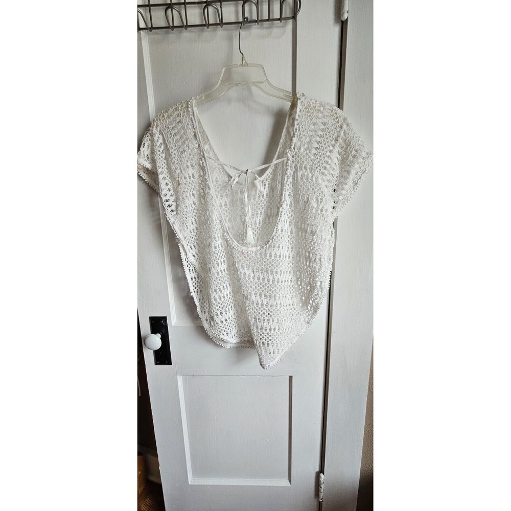 victoria secret white crochet cover up cape beach top women Small